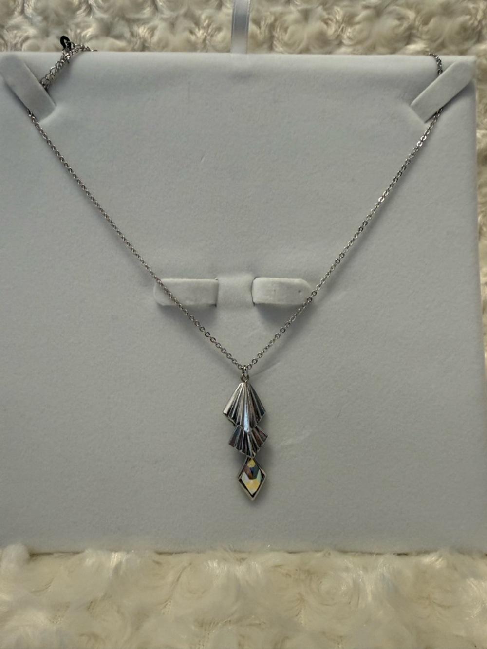 Silver Tiered Geometric Pendant Necklace - Women Jewelry